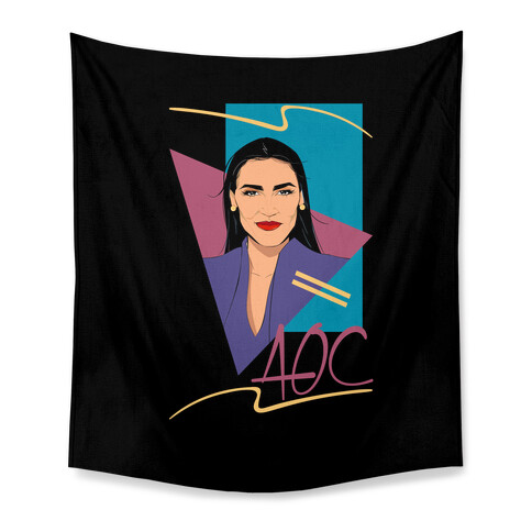 80s Style AOC Alexandria Ocasi-Cortez Parody Tapestry