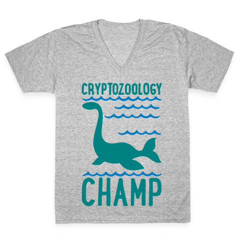 Cryptozoology Champ White Print V-Neck Tee Shirt
