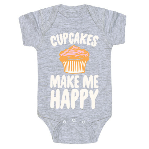 Cupcakes Make Me Happy White Print Baby One-Piece