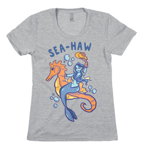 Sea-Haw Cowgirl Mermaid Womens T-Shirt