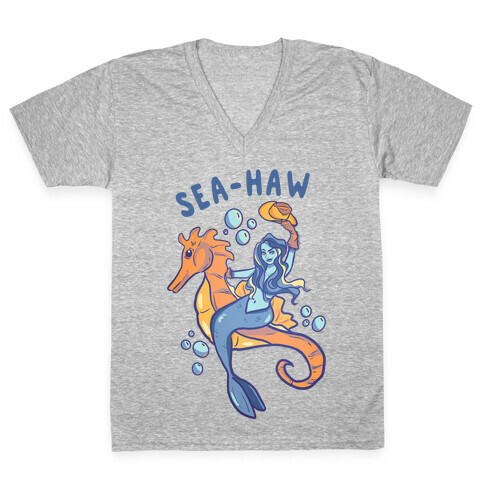 Sea-Haw Cowgirl Mermaid V-Neck Tee Shirt
