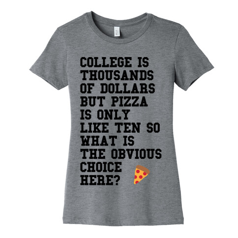 College Vs Pizza Womens T-Shirt