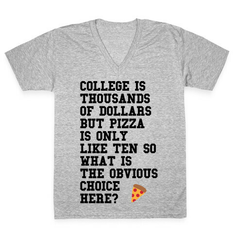 College Vs Pizza V-Neck Tee Shirt