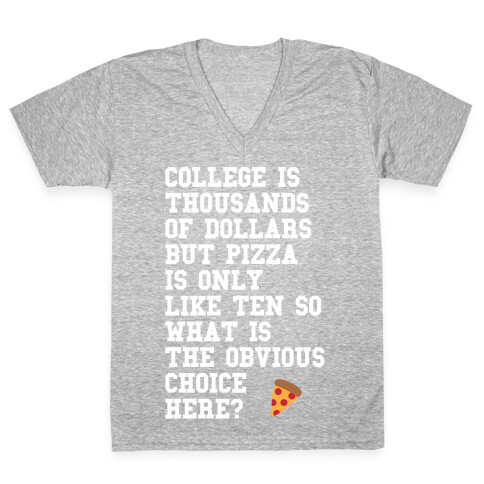 College Vs Pizza V-Neck Tee Shirt