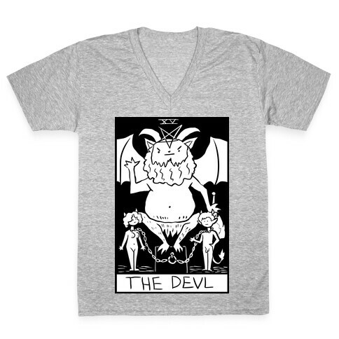 Badly Drawn Tarots: The Devil V-Neck Tee Shirt