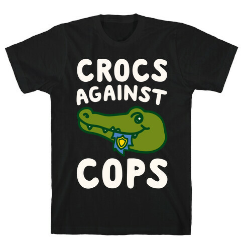 Crocs Against Cops White Print T-Shirt