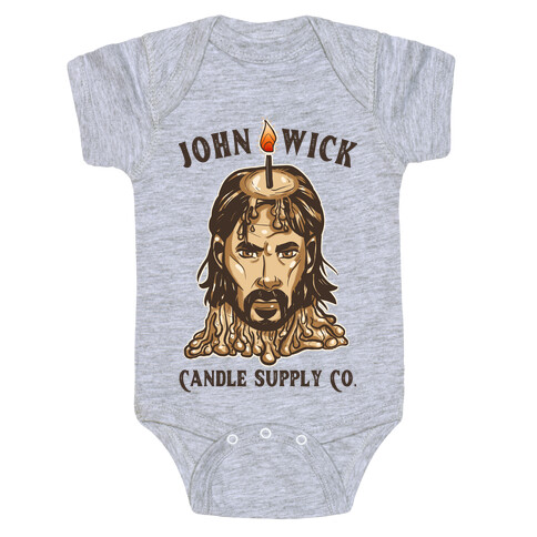 John Wick Candle Supply Co. Gray Baby One-Piece