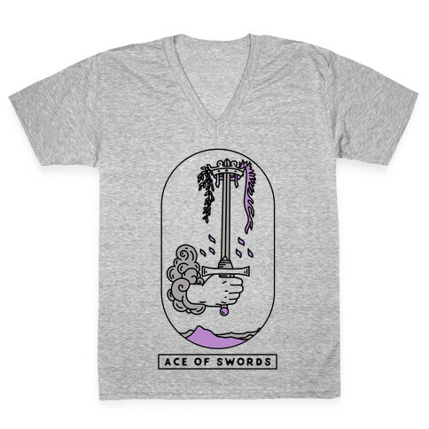 Ace of Swords Asexual Pride V-Neck Tee Shirt
