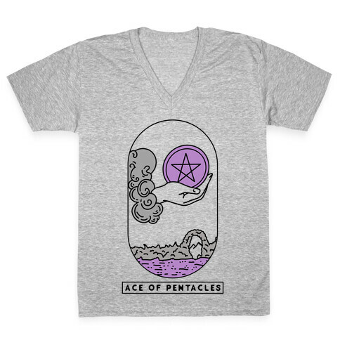 Ace of Pentacles Asexual Pride V-Neck Tee Shirt