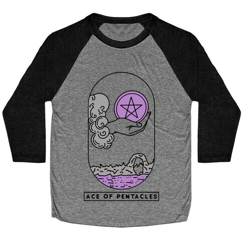 Ace of Pentacles Asexual Pride Baseball Tee