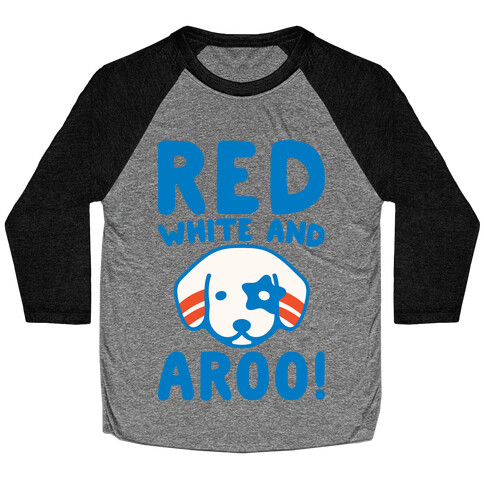 Red White and Aroo White Print Baseball Tee