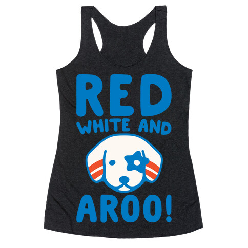 Red White and Aroo White Print Racerback Tank Top