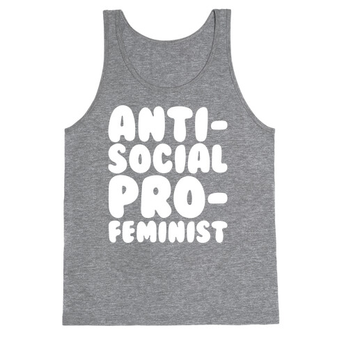 Anti-Social Pro-Feminist White Print Tank Top