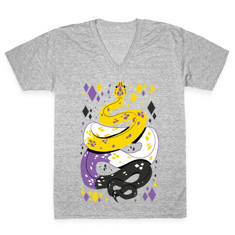 Pride Snakes: Non-binary V-Neck Tee Shirt