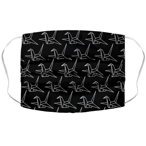 Origami Crane Pattern Black Accordion Face Mask