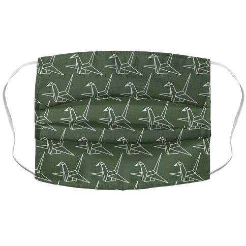 Origami Crane Pattern Chive Green Accordion Face Mask