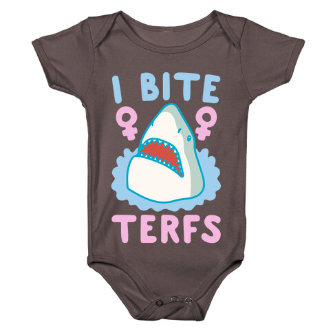 I Bite Terfs Shark Parody White Print Baby One-Piece