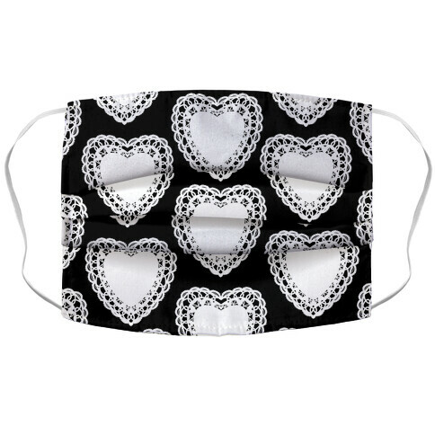 Doily Hearts Pattern Accordion Face Mask