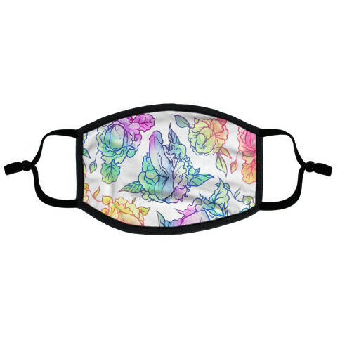 Floral Penis Pattern Rainbow Flat Face Mask