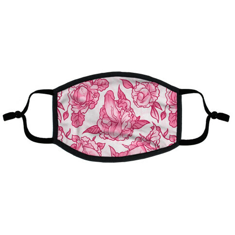 Floral Penis Pattern Pink Flat Face Mask