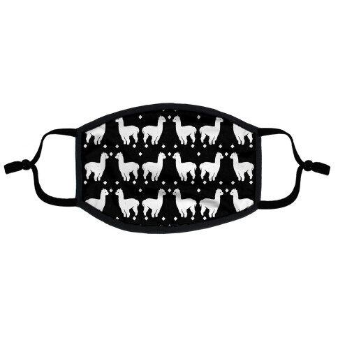 Llama Black and White Boho Pattern Flat Face Mask