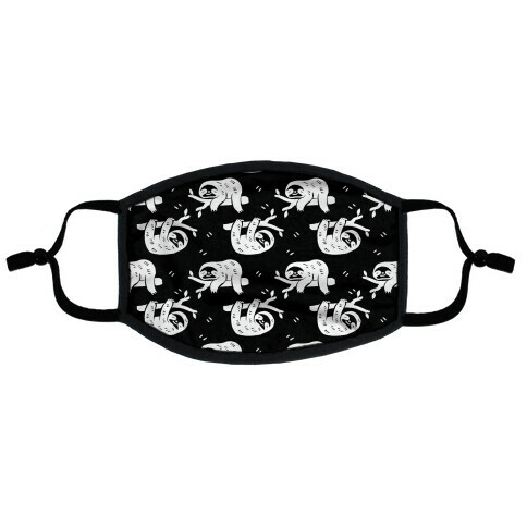 Sloth Black and White Boho Pattern Flat Face Mask