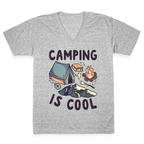 Camping Is Cool V-Neck Tee Shirt