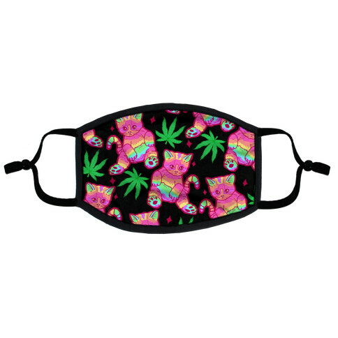 Rainbow Weed Kitty Flat Face Mask