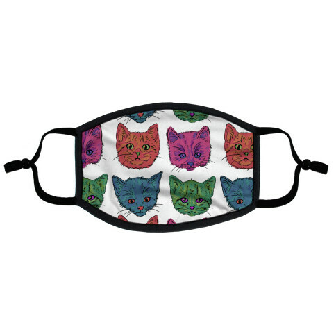 Colorful Kitten Square Pattern Flat Face Mask