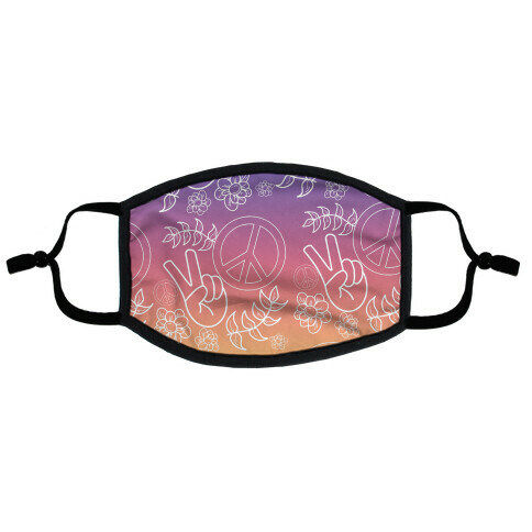 Hippie Peace Pattern Sunset Gradient Flat Face Mask