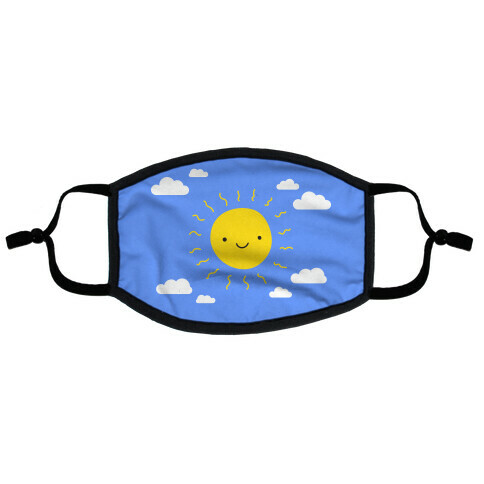 Happy Sun and Clouds Flat Face Mask