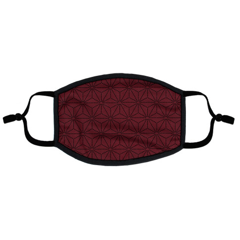 Sashiko Asanoha (Burgundy) Flat Face Mask