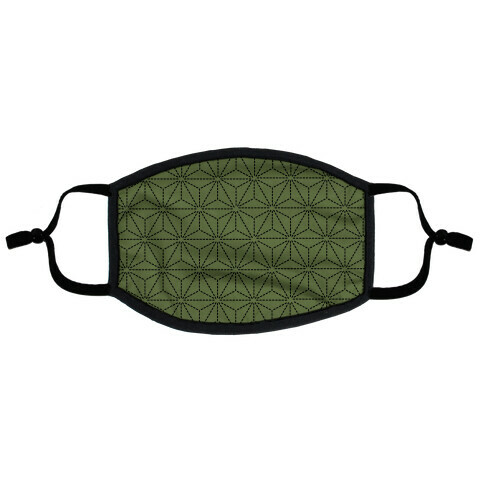 Sashiko Asanoha (Olive) Flat Face Mask