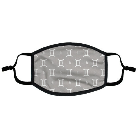 Gemini Symbol PatternGrey Flat Face Mask