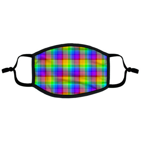 Rainbow Plaid Flat Face Mask