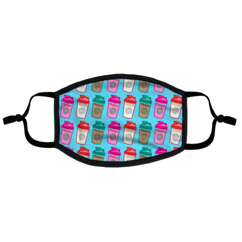 Protein Shaker Bottle Pattern Flat Face Mask