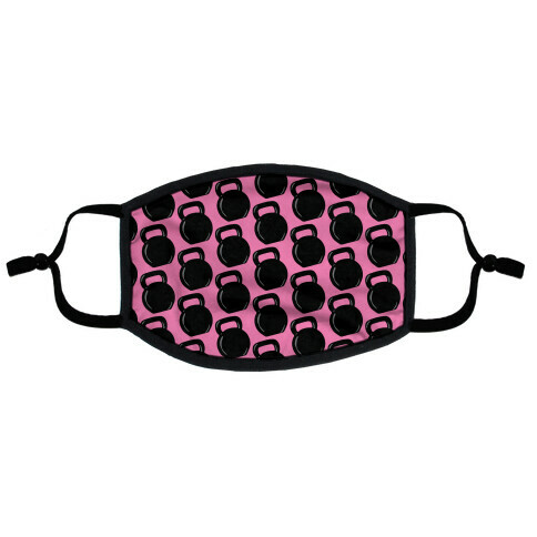 Kettlebell Pattern (Pink Background) Flat Face Mask