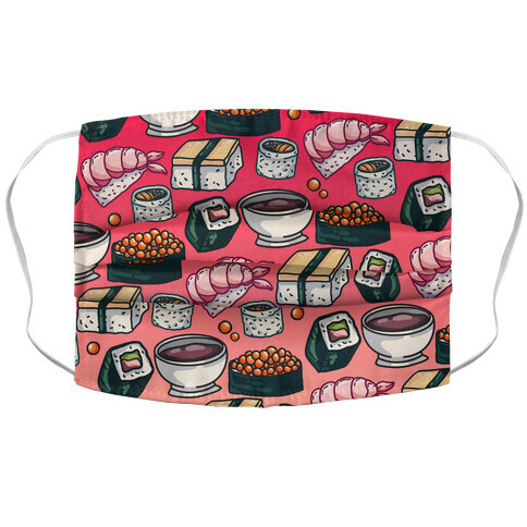 Red Sushi Pattern Accordion Face Mask