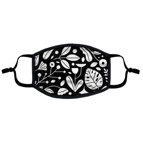 Black and White Plant Pattern Flat Face Mask