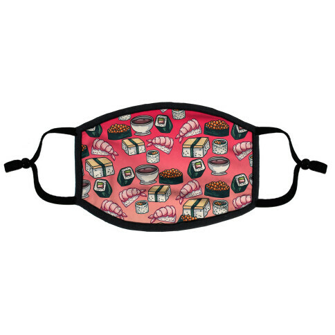 Red Sushi Pattern Flat Face Mask