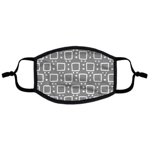 Square and Dot Rustic Grey Pattern Flat Face Mask