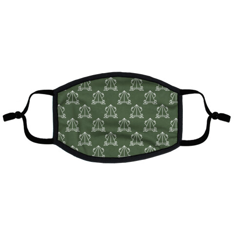 Origami Frog Pattern Chive Green Flat Face Mask