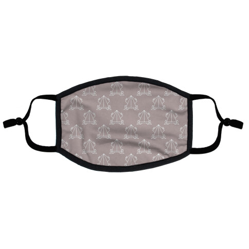 Origami Frog Pattern Grey Flat Face Mask