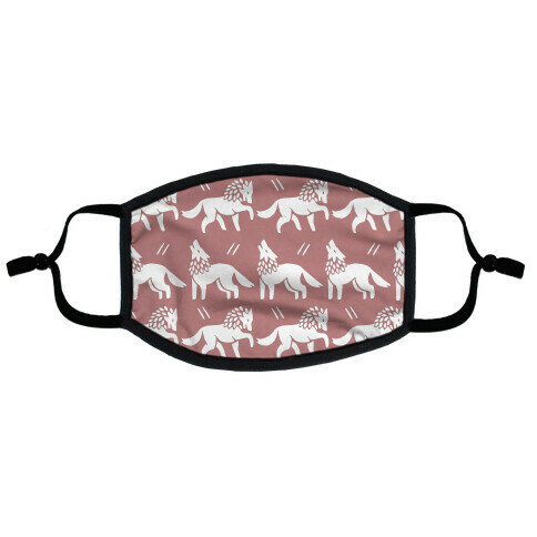 Wolf Dusty Pink Boho Pattern Flat Face Mask