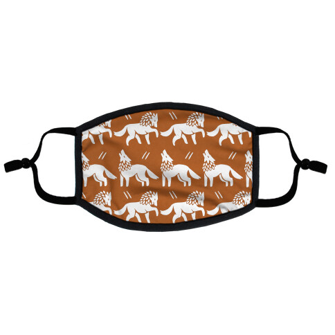 Wolf Rust Boho Pattern Flat Face Mask