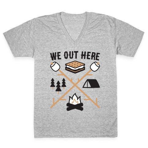 We Out Here Camping V-Neck Tee Shirt