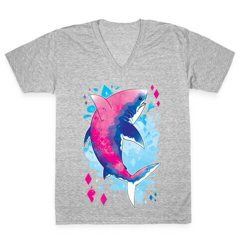 Pride Sharks: Bisexual V-Neck Tee Shirt
