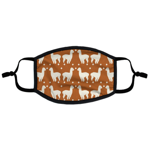 Llama Rust Boho Pattern Flat Face Mask