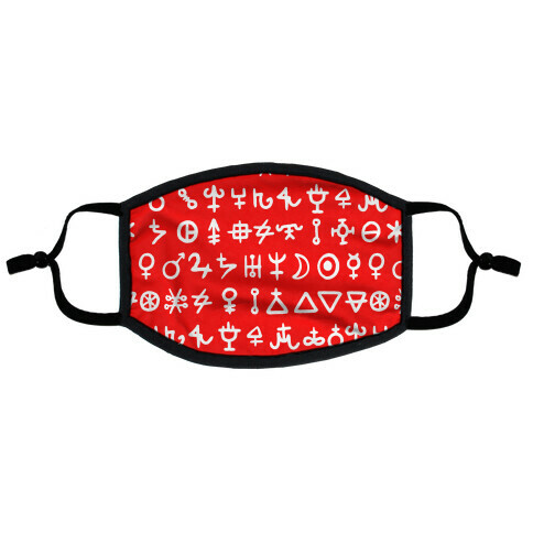 Alchemical Symbols Red and White Flat Face Mask