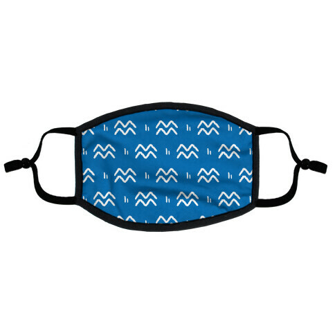 Aquarius Symbol Pattern Blue Flat Face Mask